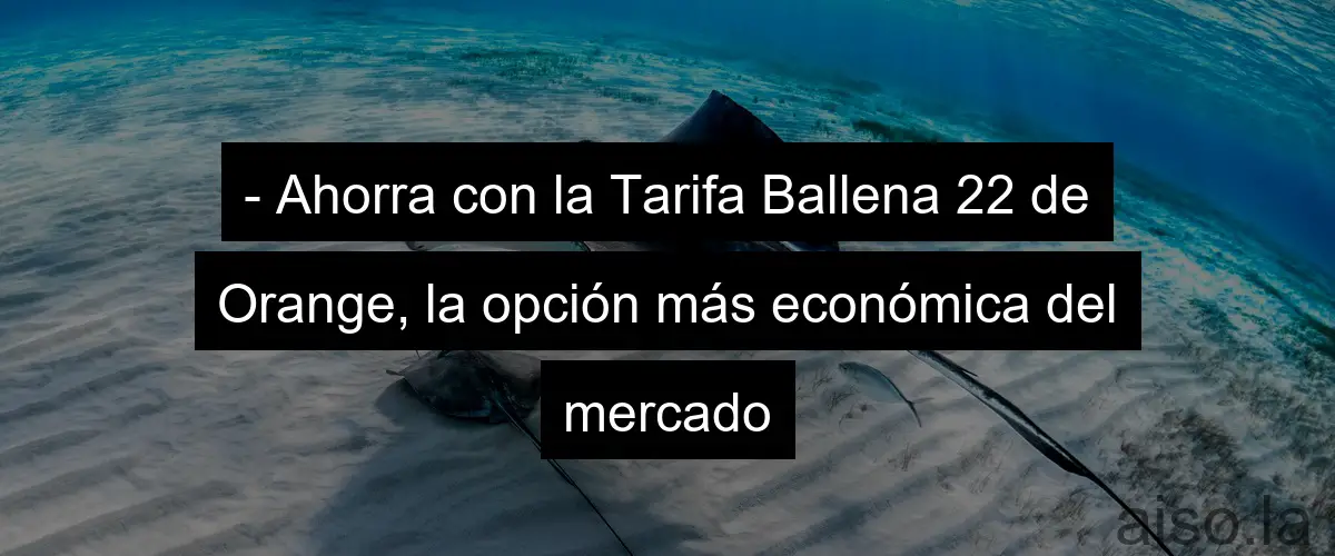 - Ahorra con la Tarifa Ballena 22 de Orange, la opción más económica del mercado