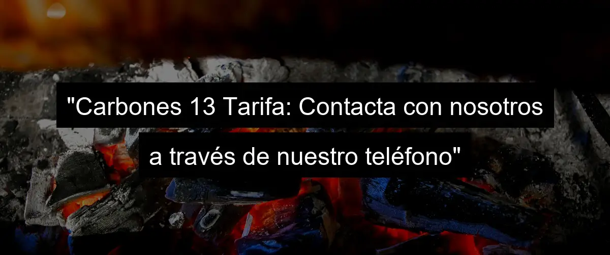 "Carbones 13 Tarifa: Contacta con nosotros a través de nuestro teléfono"