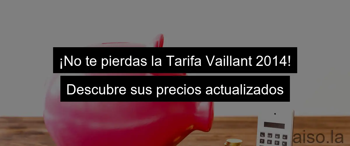 ¡No te pierdas la Tarifa Vaillant 2014! Descubre sus precios actualizados
